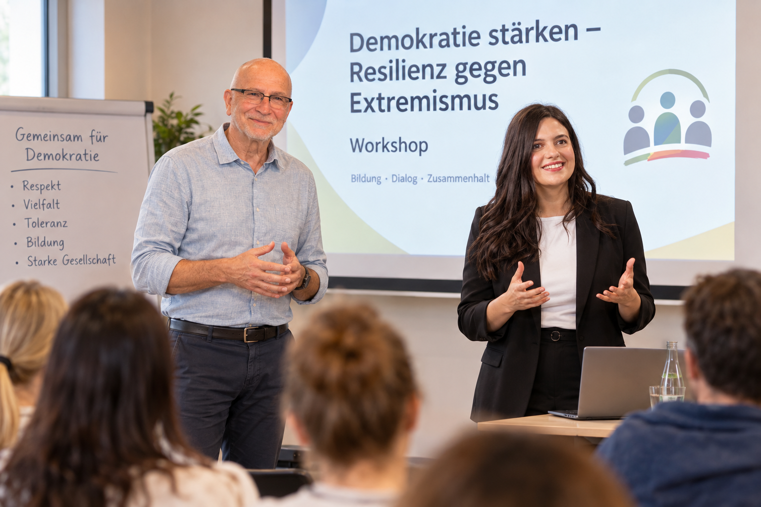 Eleonora Rachor und Volker Schwinghammer bei einer Präsentation